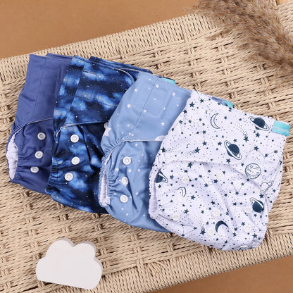 Eco Friendly Cloth Diaper - HappyFlute 4Pcs Reusable Baby Diaper Set Waterproof Pocket Design