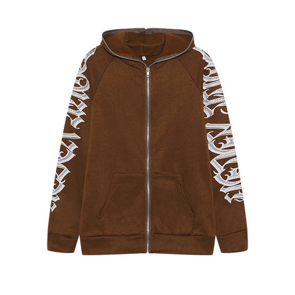 Fashion Women's Monochrome Monogrammed Kepeng Hoodie Long-Sleeved Sweater Autumn New Europe And the United States Style