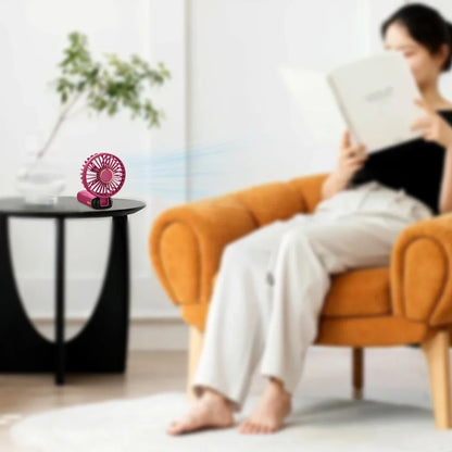 USB Rechargeable Handheld Fan 1200mAh 6 Speeds Foldable LED Light Blade Portable Mini Fan Personal Cooler for Home Gift