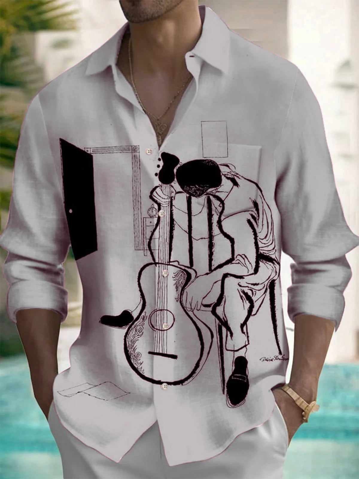 Men's shirts, button down shirts, casual shirts, spring and summer, printed long sleeves, daily, fashionable, comfortable