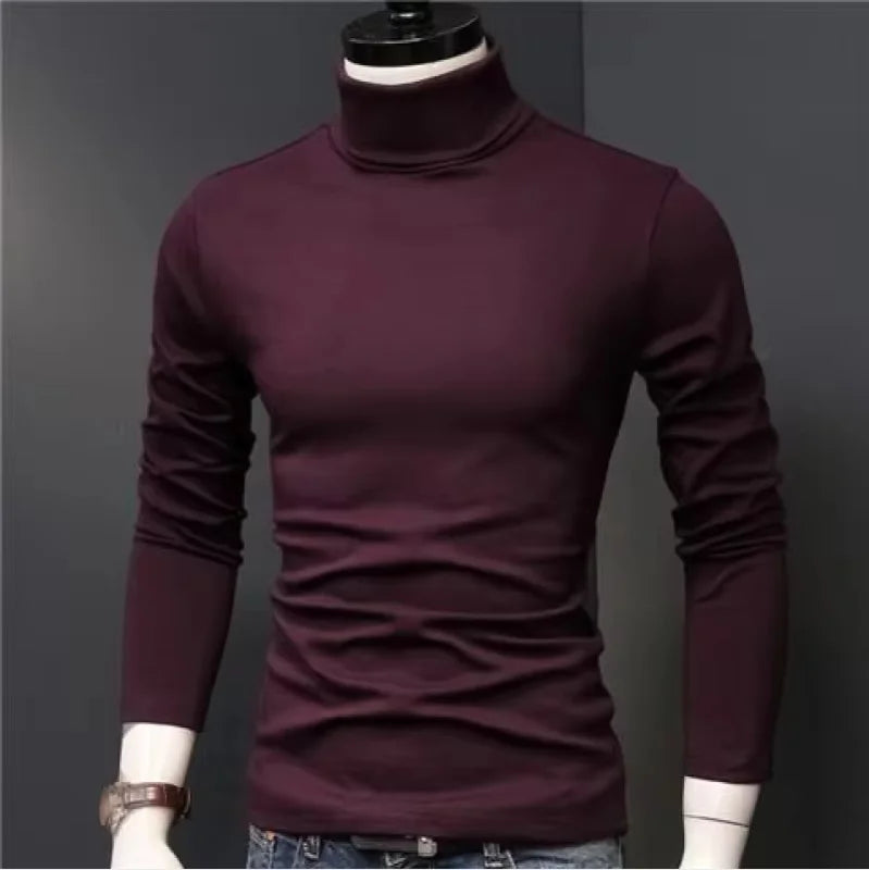 Men Turtleneck Shirt - Slim Fit Long Sleeve Tee | Breathable Stretchable Cotton Top