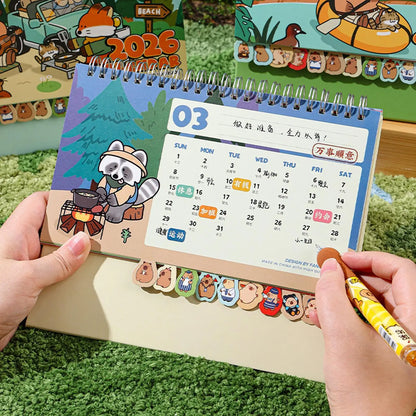 Small Desktop Calendar 2026 Cartoon Capybara Schedule Organizer 12 Months Stand Up Calendar for Friends Family School Workplace