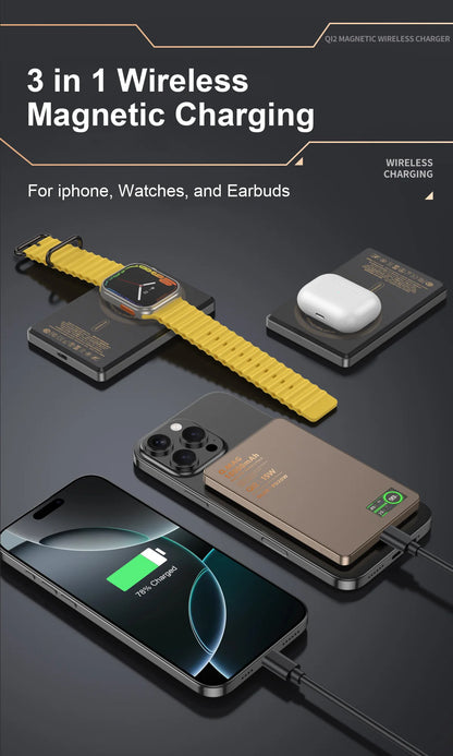 Magnetic Wireless Powerbank Qi 2.1 USB-C Fast Charging External Battery for iPhone 12-17 Pro Airpods Watch Xiaomi 10000mAh