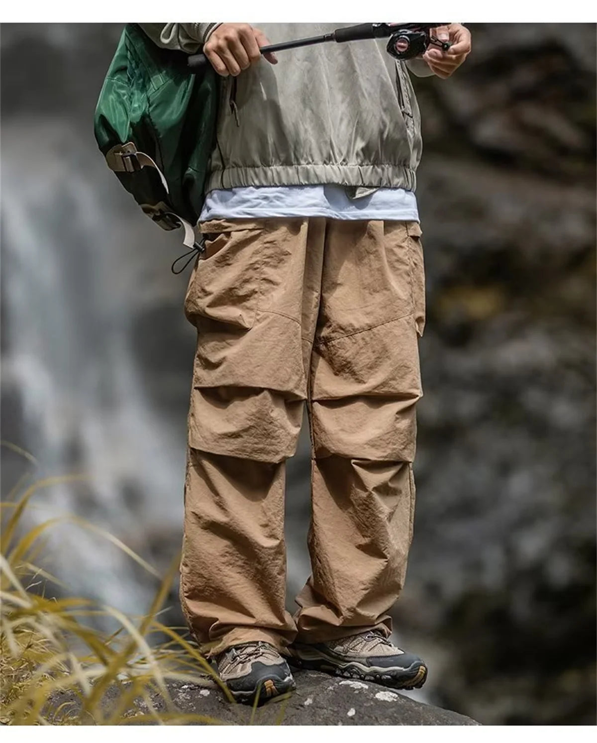 Vintage Baggy Hiking Cargo Pants Men Waterproof Casual Sport Jogging Sping Summer Parachute Pants Outdoor Wide Leg Trousers
