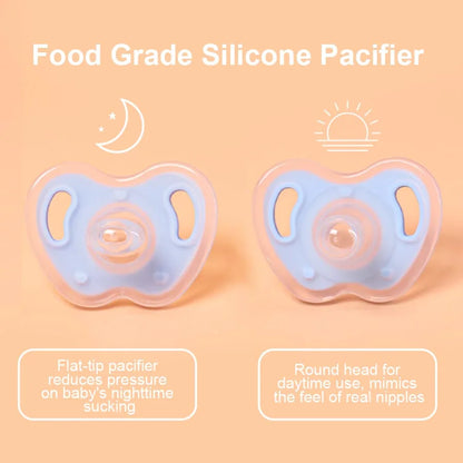 3Pcs Baby Apple Pacifier Set Silicone Soother with Spring pacifier chain and PP storage Box 100% BPA Free Portable Pacifier Set