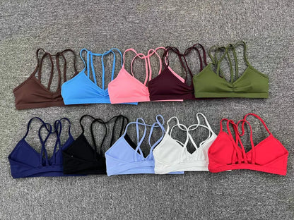 Yoga Sports Bra - Lightweight Nylon Spandex Multi Wear Crop Top with Removable Straps