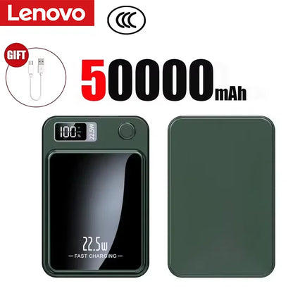 Lenovo 500000mAh Portable Magnetic Wireless Power Bank Fast Charger For Magsafe Auxiliary Battery For iphone Huawei Samsung 2027