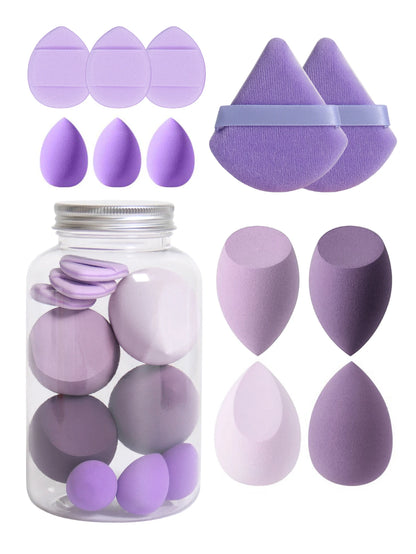 Makeup Sponge Set – 12 Piece Latex Free Sponges with Storage Jar for Wet Dry Use