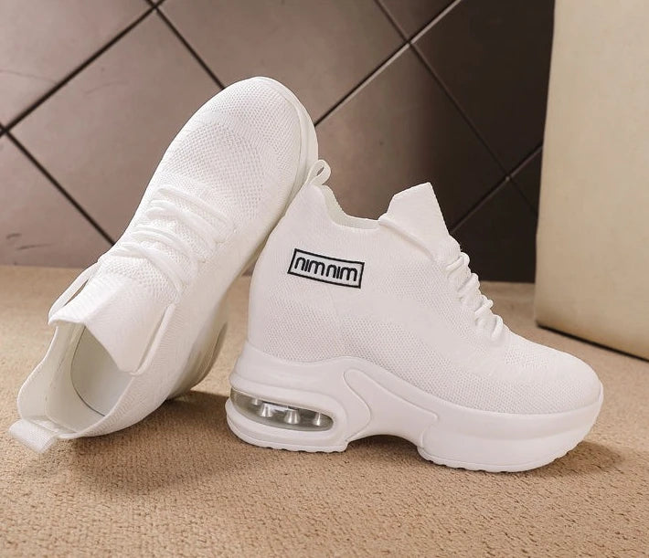 Super Thick Sole High Elevated Sneakers 2025 Summer New Breathable Mesh Women's Comfortable Shoes Casual Shoes for Women