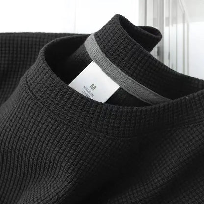 Men's Waffle-Knit T-Shirt – Breathable Round-Neck Casual Top