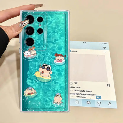 Case for Samsung Galaxy S25 Edge S24 S22 FE S21 S23 Ultra S20 Plus S26 Note 20 Ultra 10 Phone Cover Cute Crayons Shinchan
