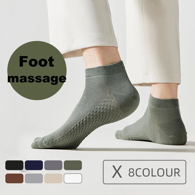 4 Pairs Men's Socks Classical Pure Cotton Antibacterial Deodorant Mesh Sweat Absorption Foot Massage Short Socks Sports Bussiess