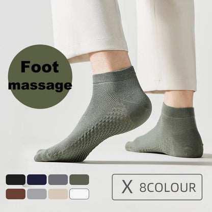 4 Pairs Men's Socks Classical Pure Cotton Antibacterial Deodorant Mesh Sweat Absorption Foot Massage Short Socks Sports Bussiess