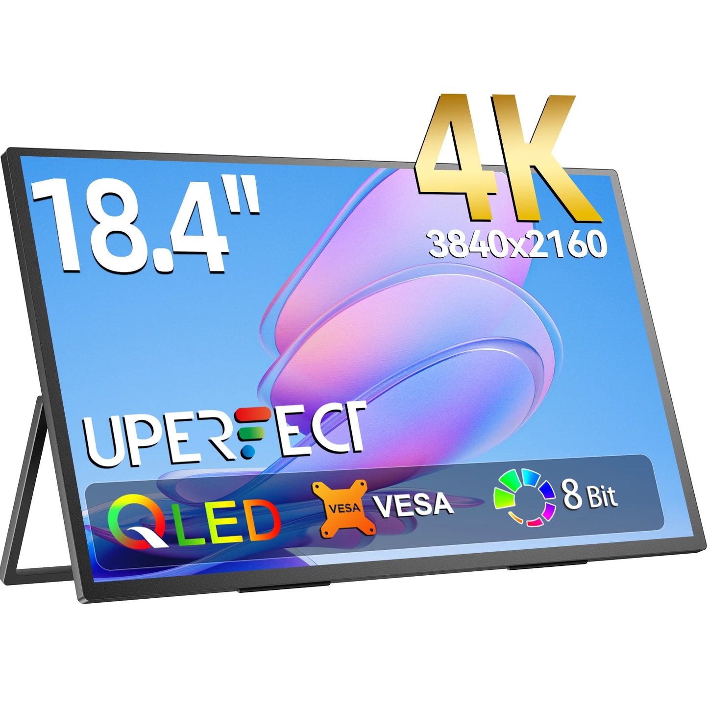 18.4 Inch Portable Monitor – 4K QLED Gaming Display With USB C, HDMI, Adjustable Stand