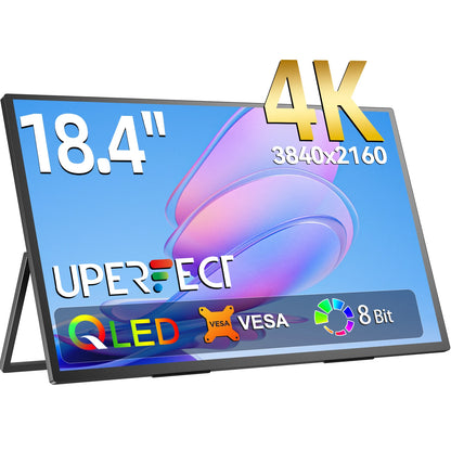 18.4 Inch Portable Monitor – 4K QLED Gaming Display With USB C, HDMI, Adjustable Stand