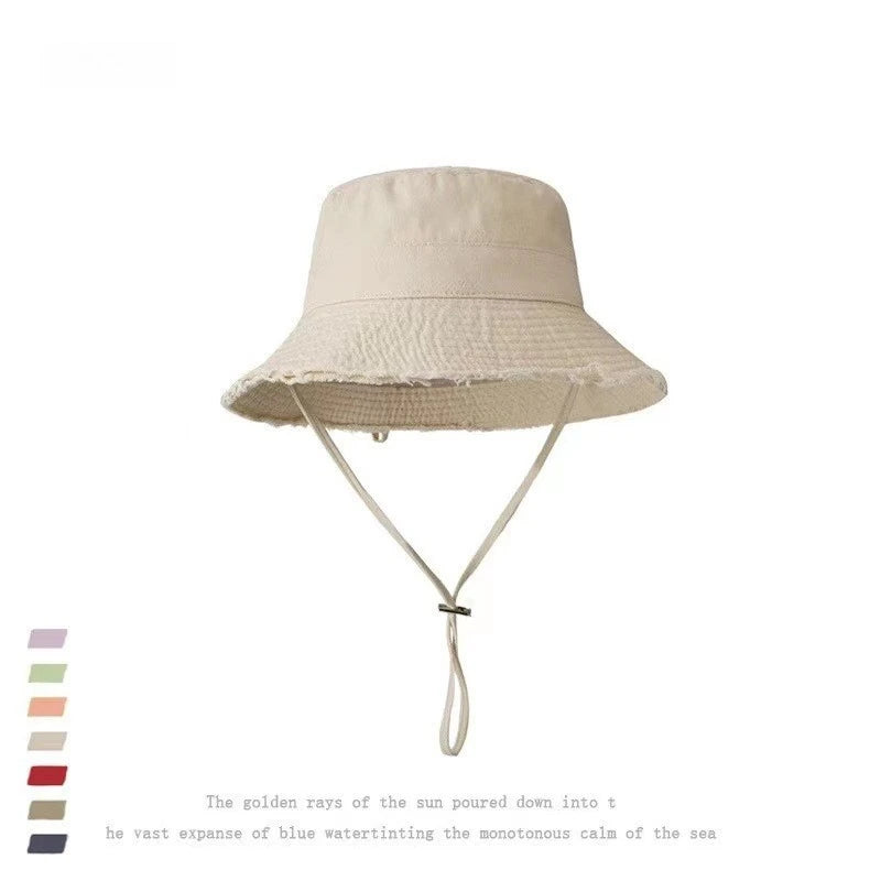 1pc Solid Color Vacation Bucket Caps with Large Eaves for Women Men,spring and Summer Outdoor Providing Sun Protectionsuitable