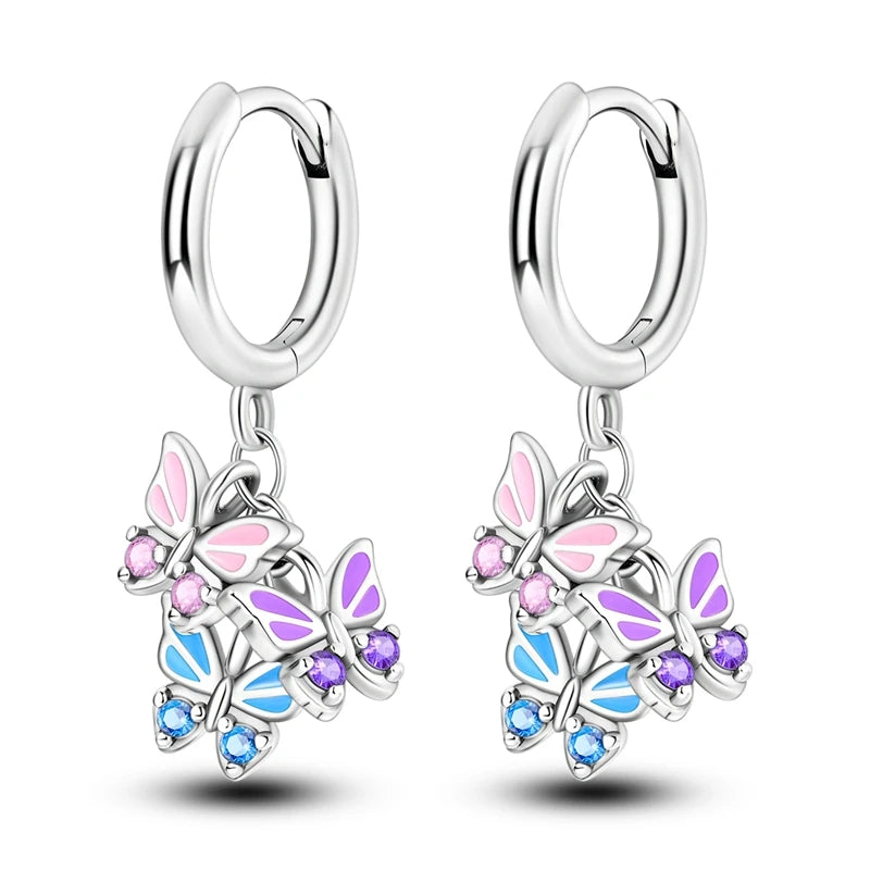 Sterling Silver Hoop Earrings – Zirconium Star Drop Style For Women’s Anniversary Jewelry Gift