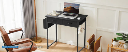 Modern Office Desk – Computer Desk with Storage Drawers, Metal Frame & Adjustable Feet