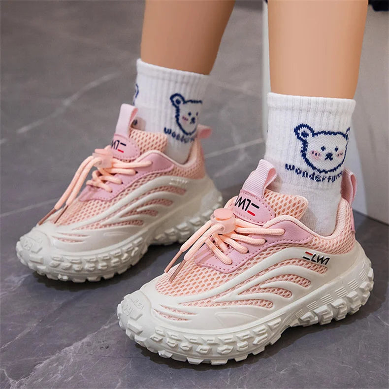 Children Sneakers - Lightweight Kids Casual Shoes With Breathable Mesh Fabric & Rubber Sole