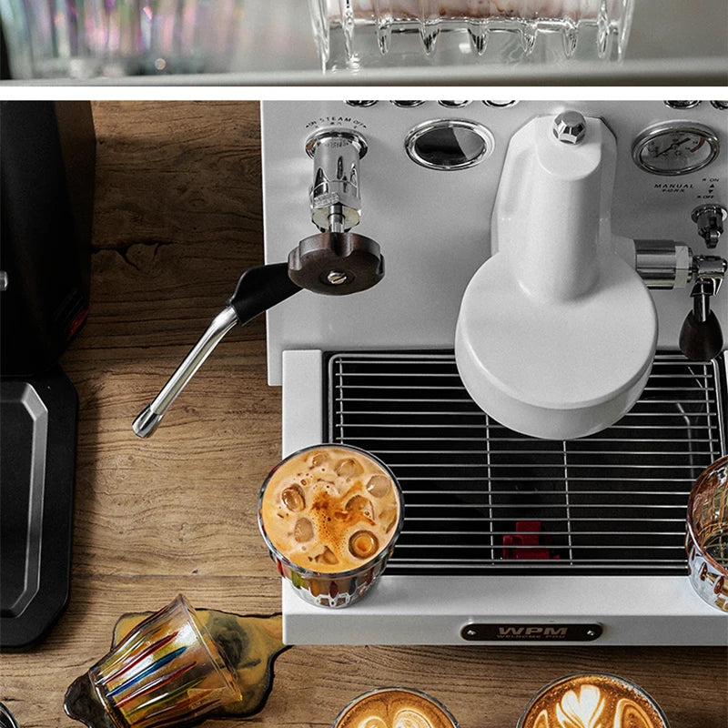 Glass Coffee Cup - MUVNA Ribbed Heat Resistant Espresso Mug, Transparent Gray