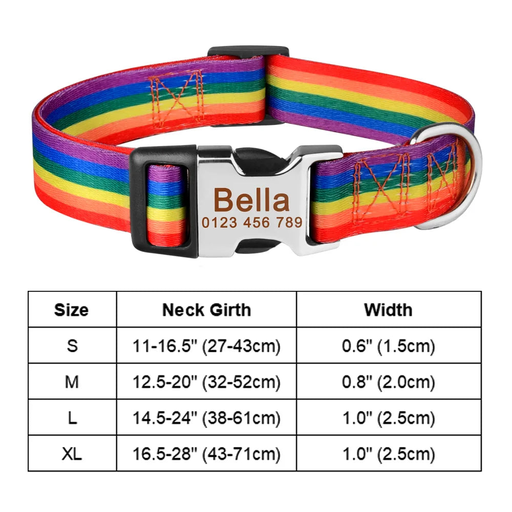 Personalized Dog Collar Custom Engraved Name ID Tag Nameplate Adjustable Small Large Medium Puppy Pet Dogs Collars
