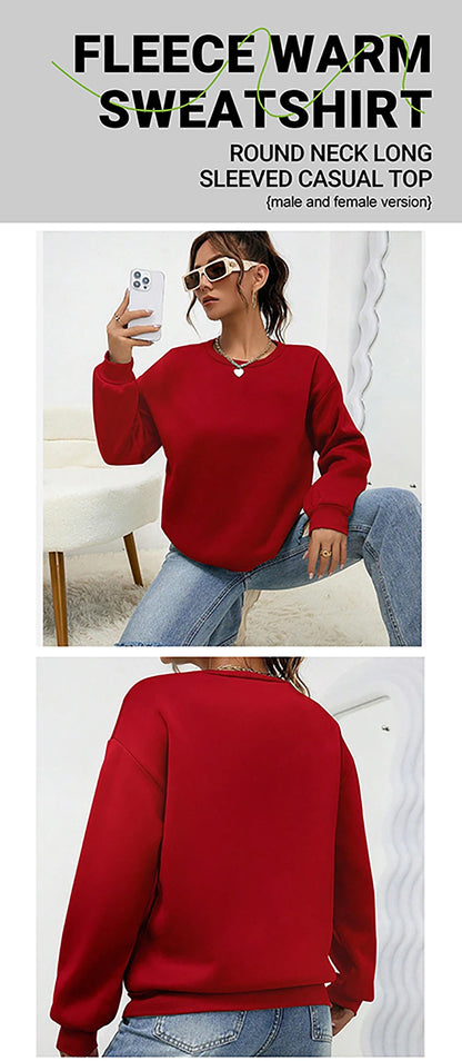 Simple autumn women's hoodie, casual fleece long sleeved warm full set women's pullover