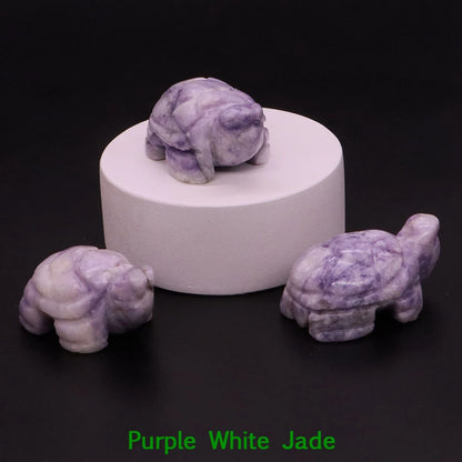 1.2" Mini Natural Crystal Stone Turtle Statue Reiki Healing Tortoise Figurine Amulet Fengshui Sculpture for Home Office Decor