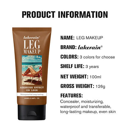 Lakerain Leg Makeup 100ML Long Lasting Moisturizing Waterproof Anti Transfer Concealer Even Skin Tone Body Foundation Leg Makeup