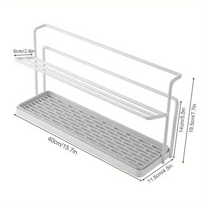 Bottle Drying Rack - 2 Tier Rust Proof Steel Kitchen Storage Rack with Removable Drain Tray