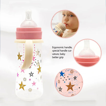 1PC 330ml large-capacity baby feeding bottle star PP bottle wide diameter anti-fall lightweight ergonomic handle design