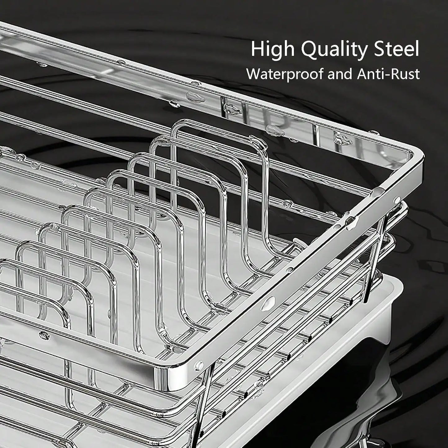 Dish Drying Rack,Large Stainless Steel Rust Resistant Dish Rack For Kitchen Counter,Dish Drainer With Utensil Holder And Drainbo
