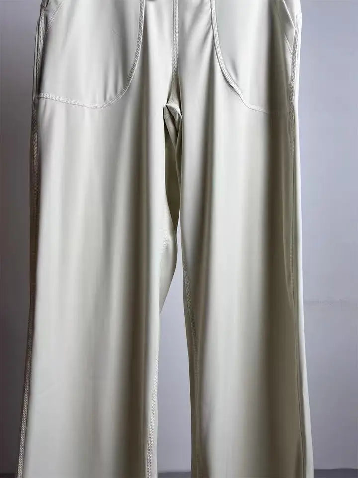Women's Loose-Fit Sports Pants with Pockets, Straight-Leg High-Waist Athletic Fitness Pants, Yoga Pants, Pilates Trousers