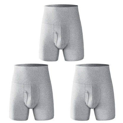 3pcs Men's underwear Men's cotton high waist belly large size extended anti - wear leg fat warm sports boxers