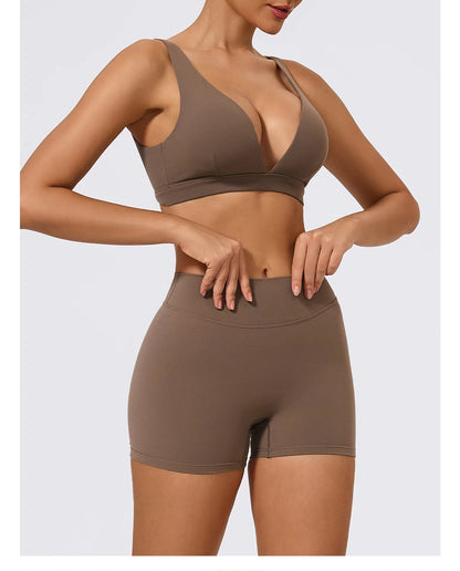 Hearuisavy Summer 2Pcs Women Sports Suit High Impact Push-Up Sports Bra Gym Yoga Tops Underwear High Waist Stretch Fitness Pants