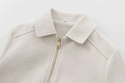 Women's Zipper Jacket - Casual Long Sleeve Coat With Pocket | Lightweight Winter Outerwear