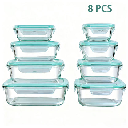 Glass Food Storage Containers – 8-Piece Airtight Leakproof Set