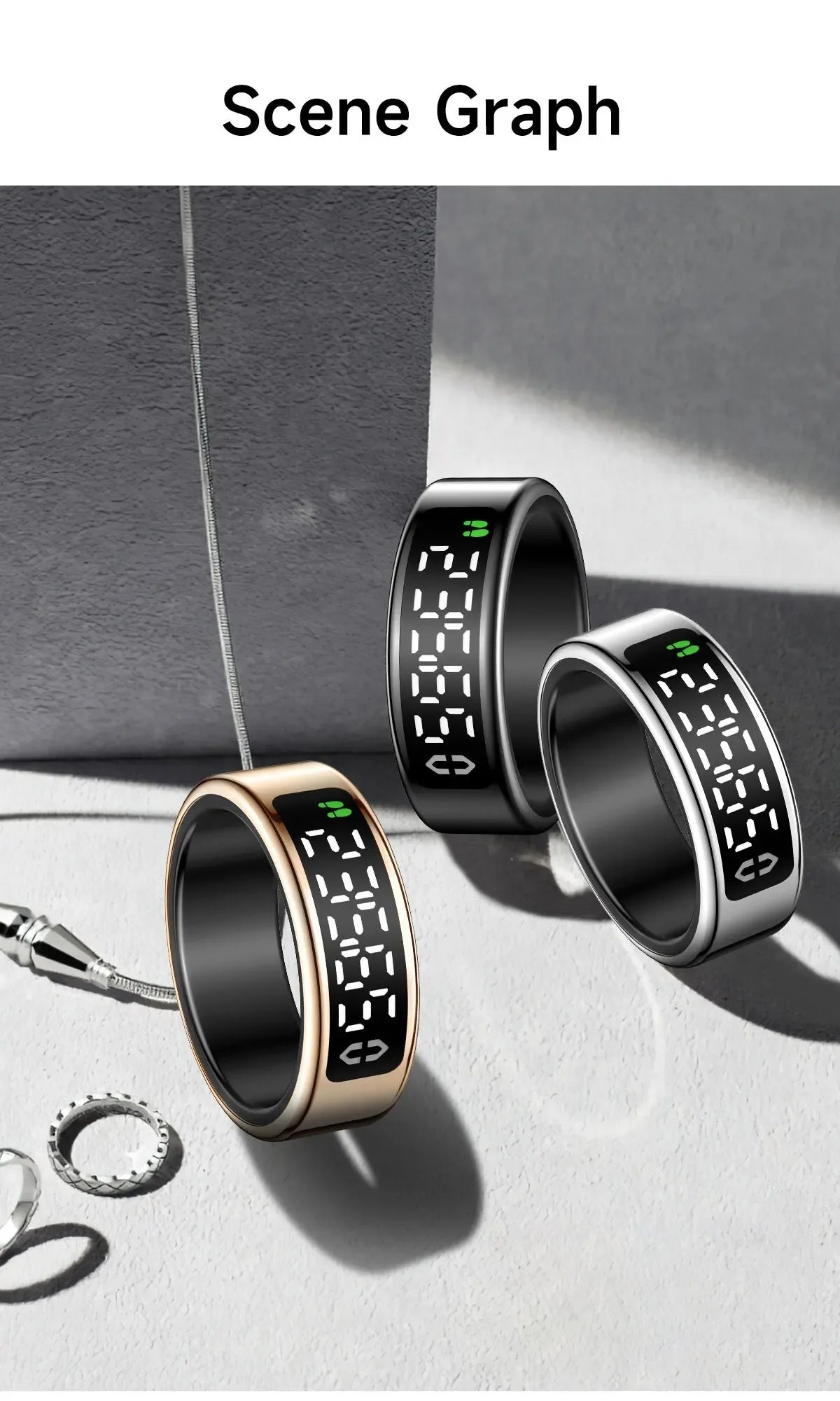 SY01 Smart Ring With LED Screen Bluetooth Health Monitoring Blood Oxygen Sleep Heart Rate Multi-sport Modes Waterproof IP68&5ATM