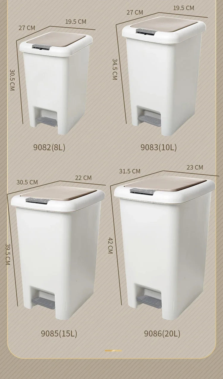 Plastic Foot Pedal Trash Can - Double Opening Bin for Bathroom Kitchen Office