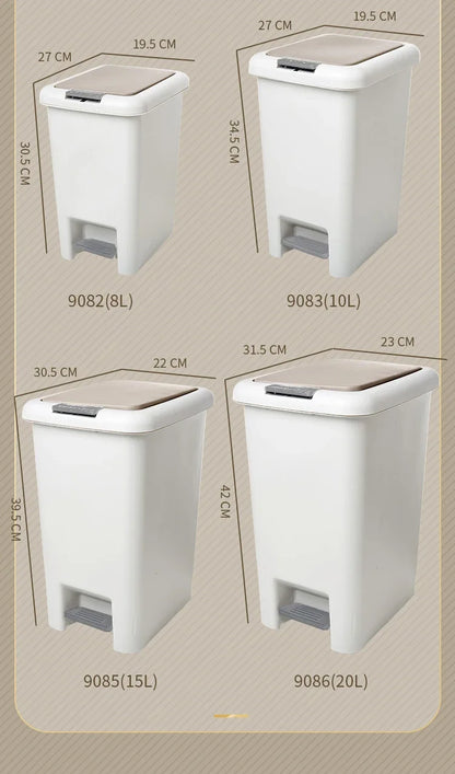 Plastic Foot Pedal Trash Can - Double Opening Bin for Bathroom Kitchen Office