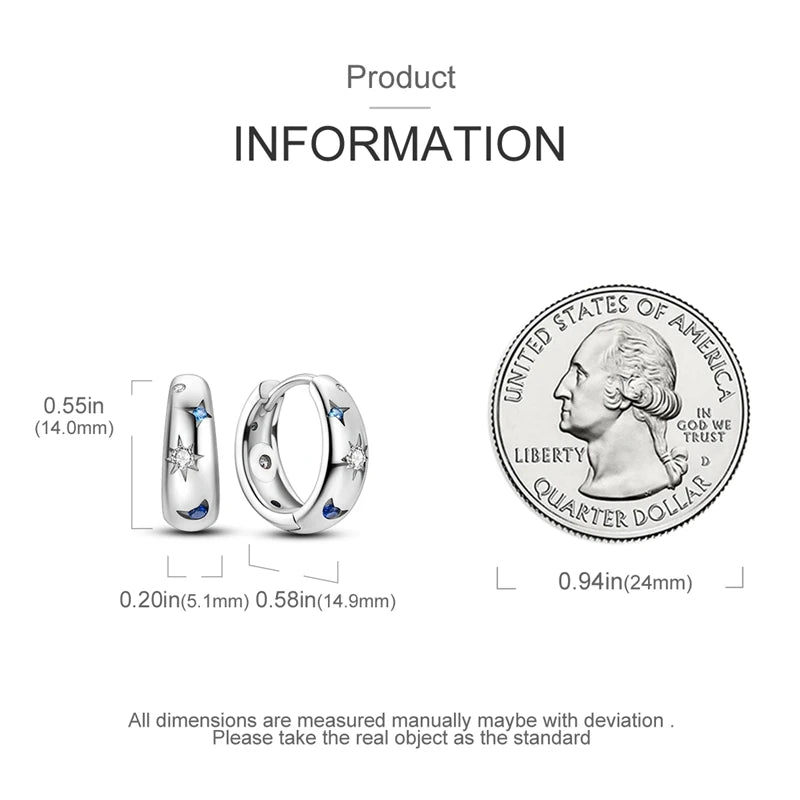 Sterling Silver Hoop Earrings – Zirconium Star Drop Style For Women’s Anniversary Jewelry Gift