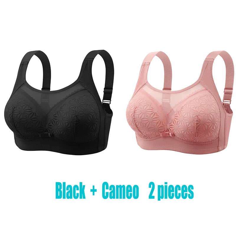 2PCS New High-end U-shaped Back With No Steel Ring Gathered And Adjusted Bra Thin Cup Breathable  Breasted Underwear Mom's Bra