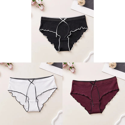 Cotton Women's Panties - Breathable Mid Rise Underwear With Bowknot Design