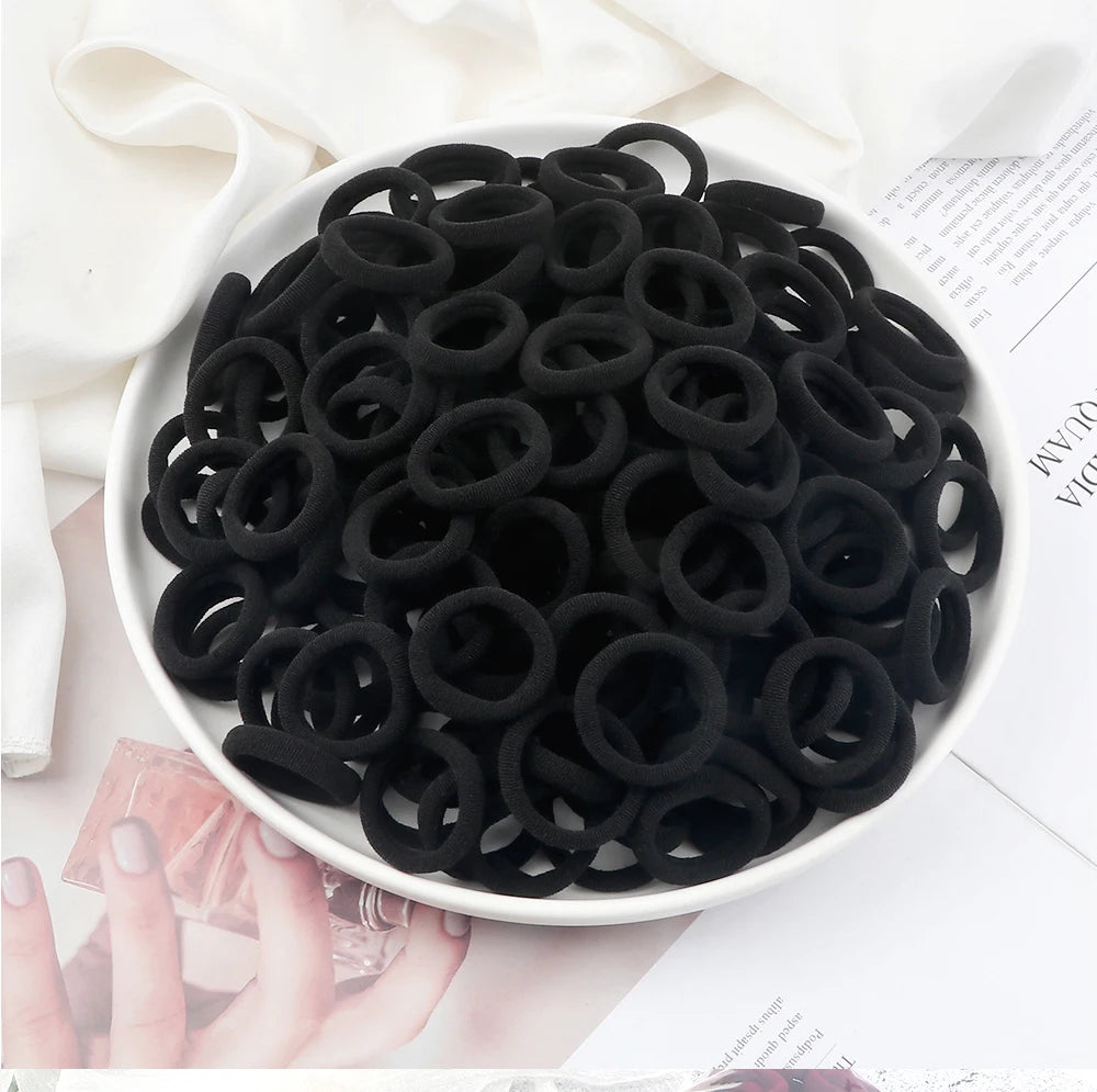 20/30/50/100/200pcs Colorful Hairband Black Grey Rubber Band Nylon Hair Elastic Ponytail Hairstyle Scrunchies Hair Accessories