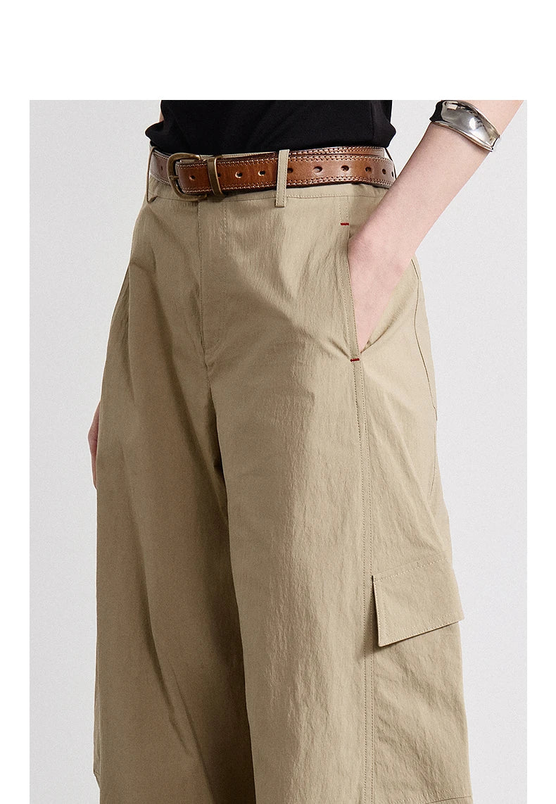 TOYOUTH Women's High Waist Wide Leg Banana Pants 2026 Summer New Multi Pocket Casual Trousers, Breathable Linen Blend
