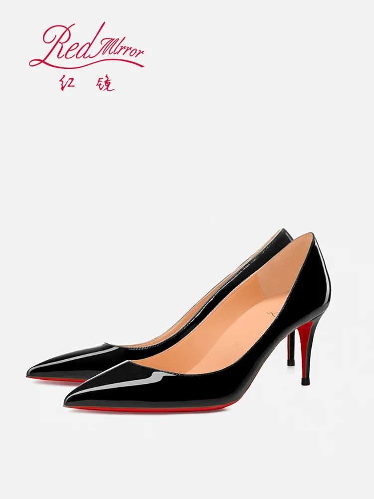 Black Women's Elegant High Heels Red Shiny Bottoms Luxury Brand Women Heels 2025 Trend Pointed Toe Sexy Party Pumps Shoes Women