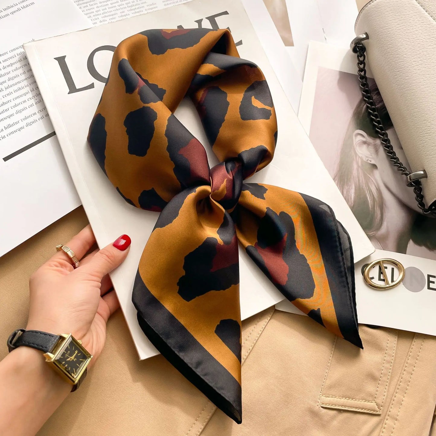 Luxury Silk Square Scarf - Womens Satin Neckerchief  Hair Wrap 2023