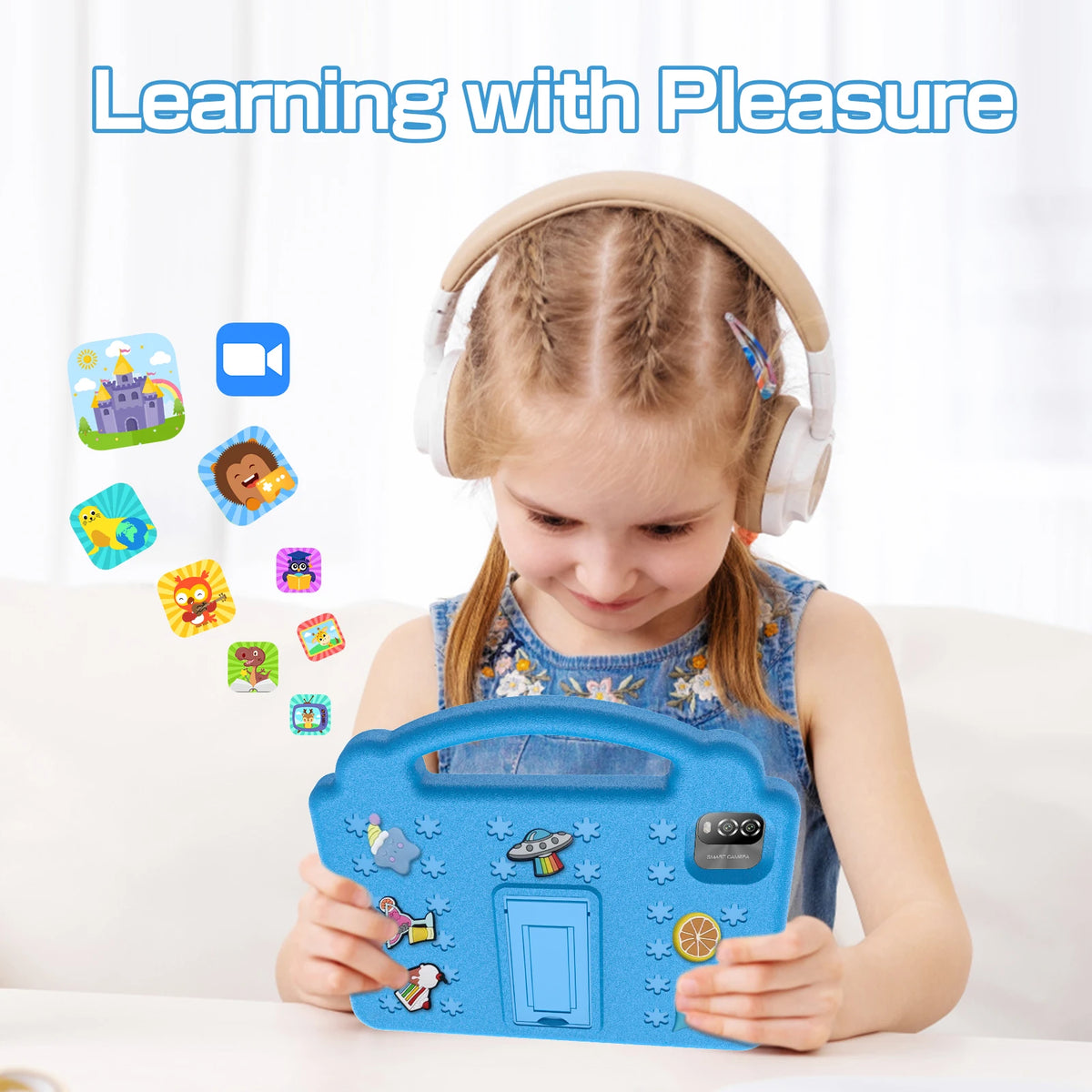 PRITOM 10 inch Kids Tablet, Android 15 Tablet for Kid, Quad-Core Processor, 12GB(3+9 virtual) RAM, 64GB ROM 1TF Card Expandable for Toddler Children,Tablets with Case, Parental Control, 6000mAh, 5G wifi+wifi 6, Dual Camera