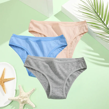 Cotton Panties Women - 3PCS Set Low Rise Briefs | Comfortable Breathable Underwear
