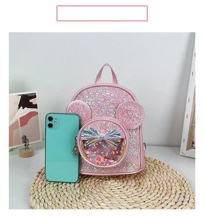 Cute Sequin Backpack for Girls - Cartoon Princess Kindergarten Schoolbag - ZOOMNSTORE