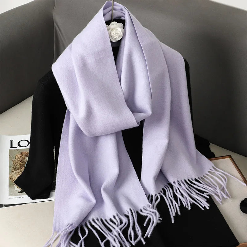 62-Color Cashmere Winter Scarf - Warm Thicken Pashmina Shawl with Tassels